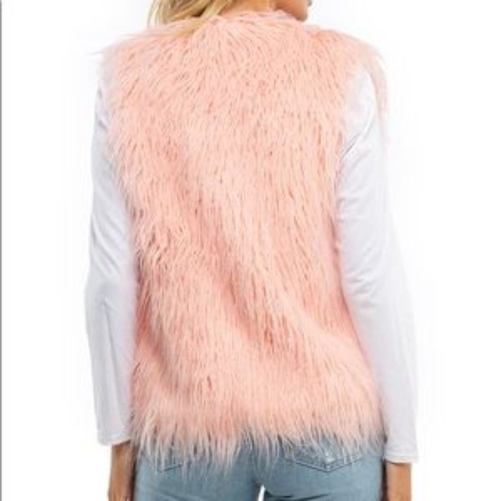 MINKPINK 'Pretty in Pink' cotton candy fur vest - Picture 2 of 5